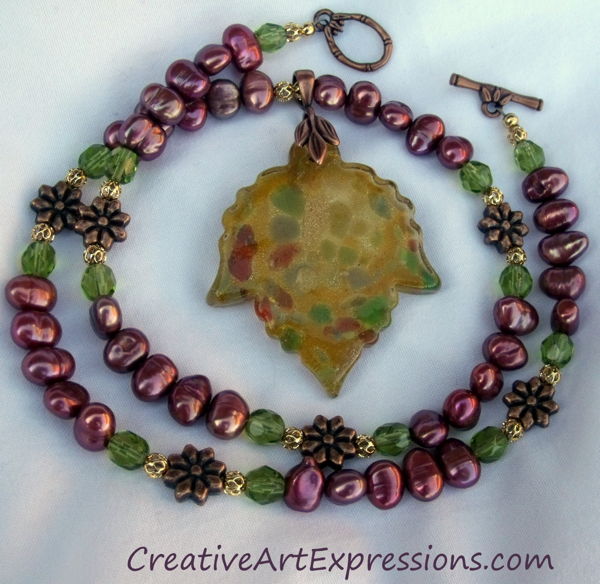 Creative Art Expressions Handmade Autumn Leaf Necklace Jewelry Design